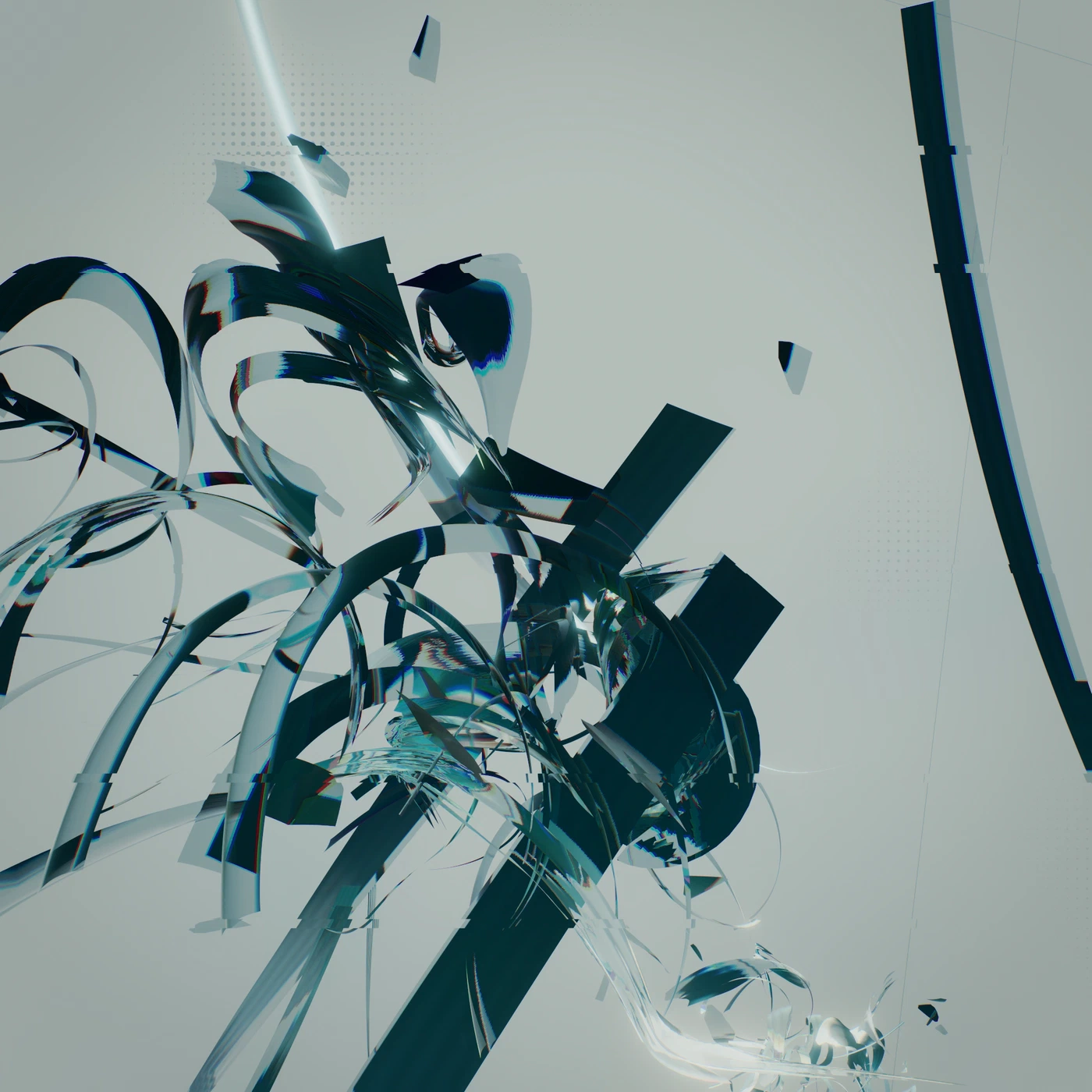 Abstract digital render, dense procedural colour and noise.