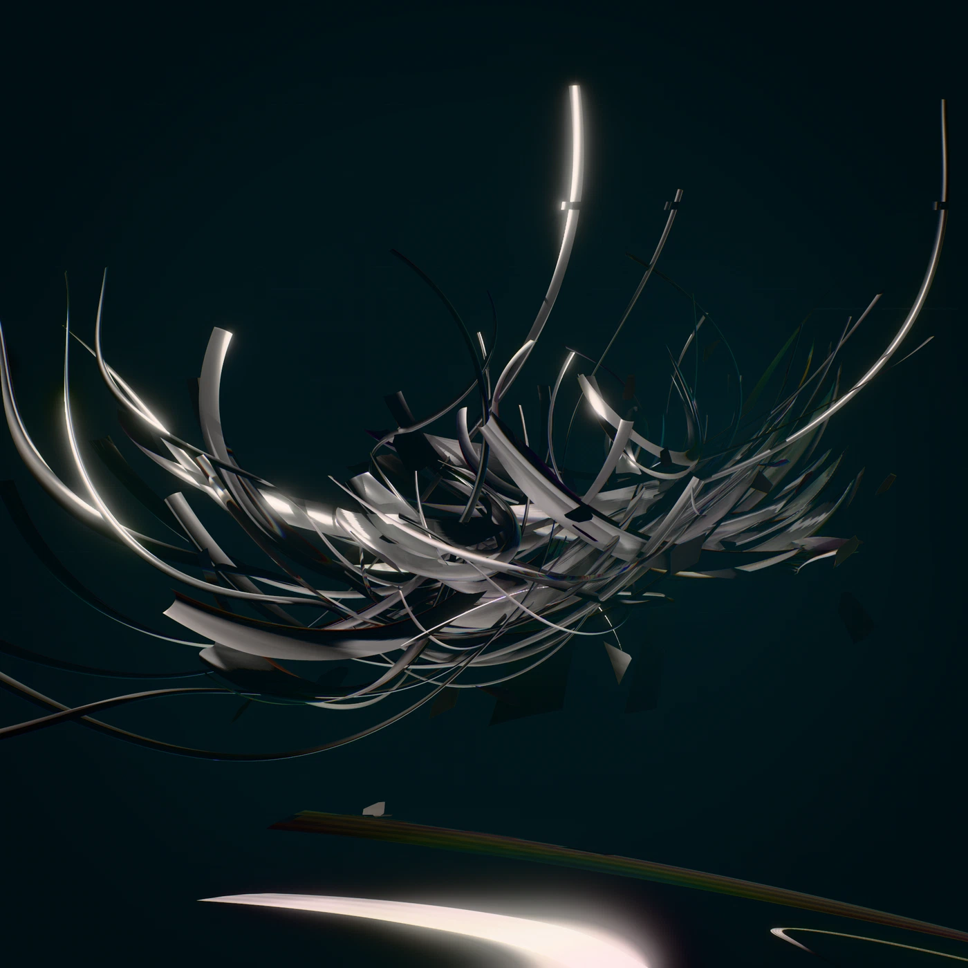 Abstract digital render, dense procedural colour and noise.