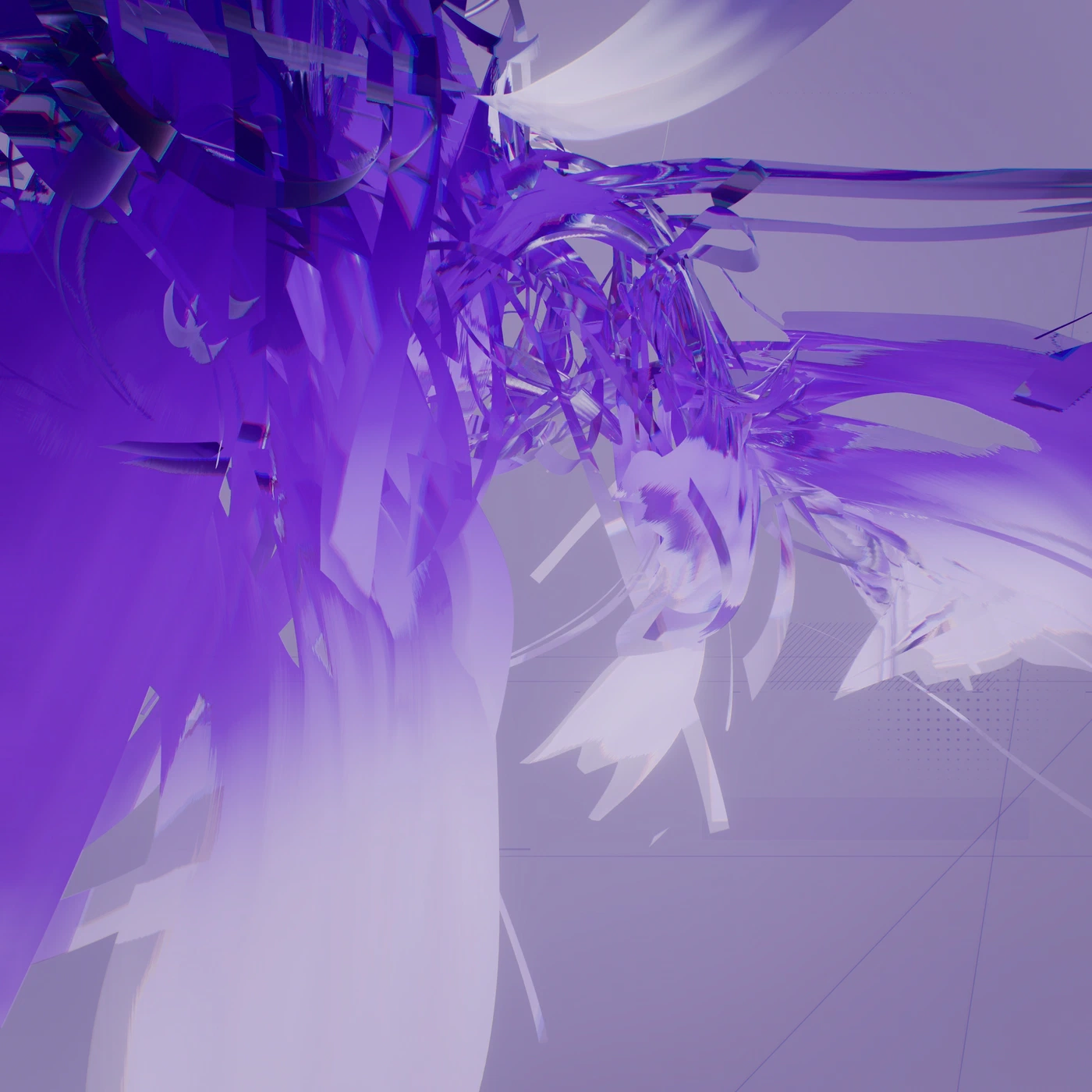 Abstract digital render, dense procedural colour and noise.
