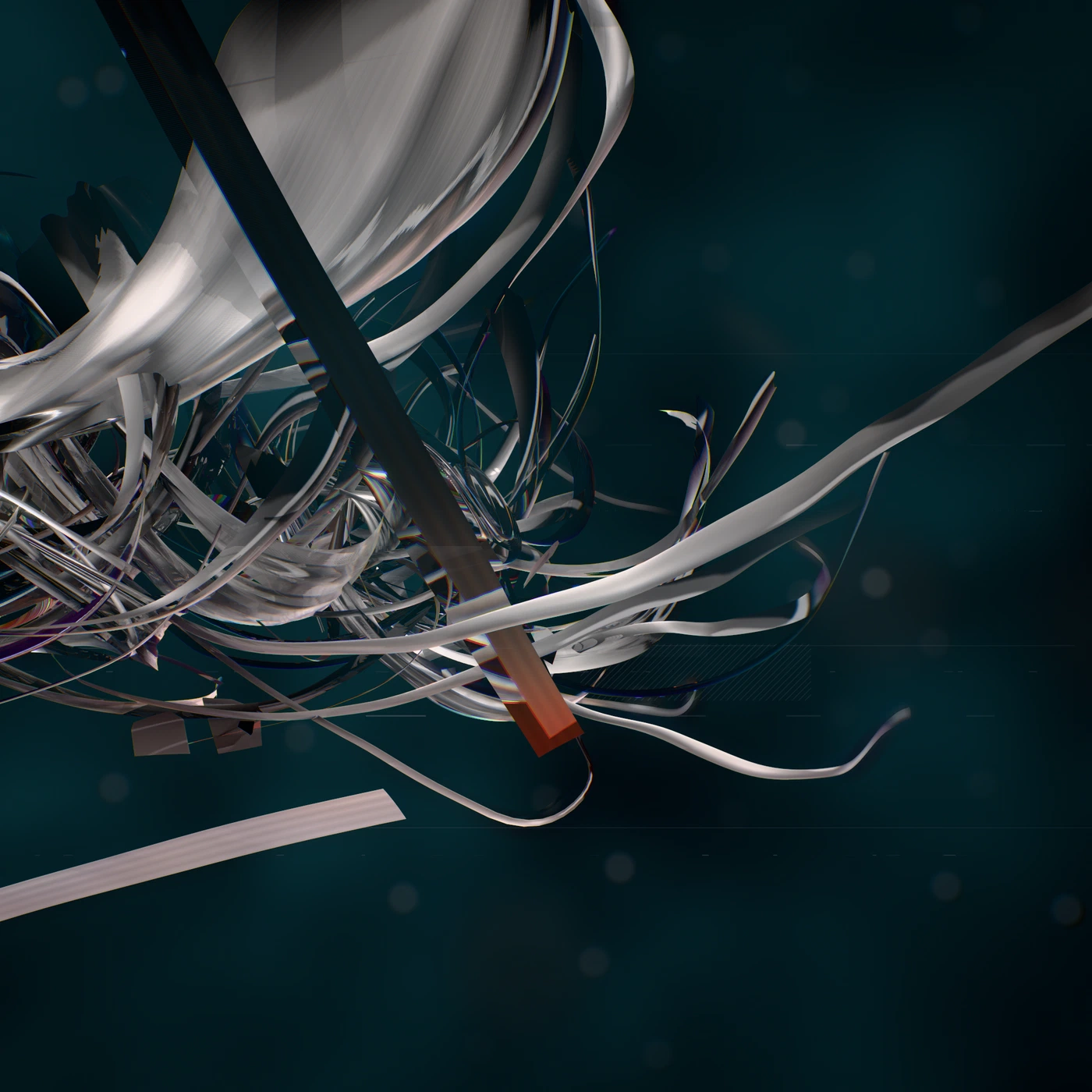 Abstract digital render, dense procedural colour and noise.