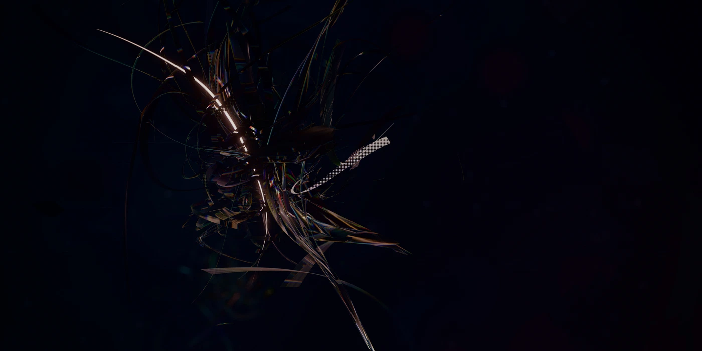 Abstract digital render, dense procedural colour and noise.
