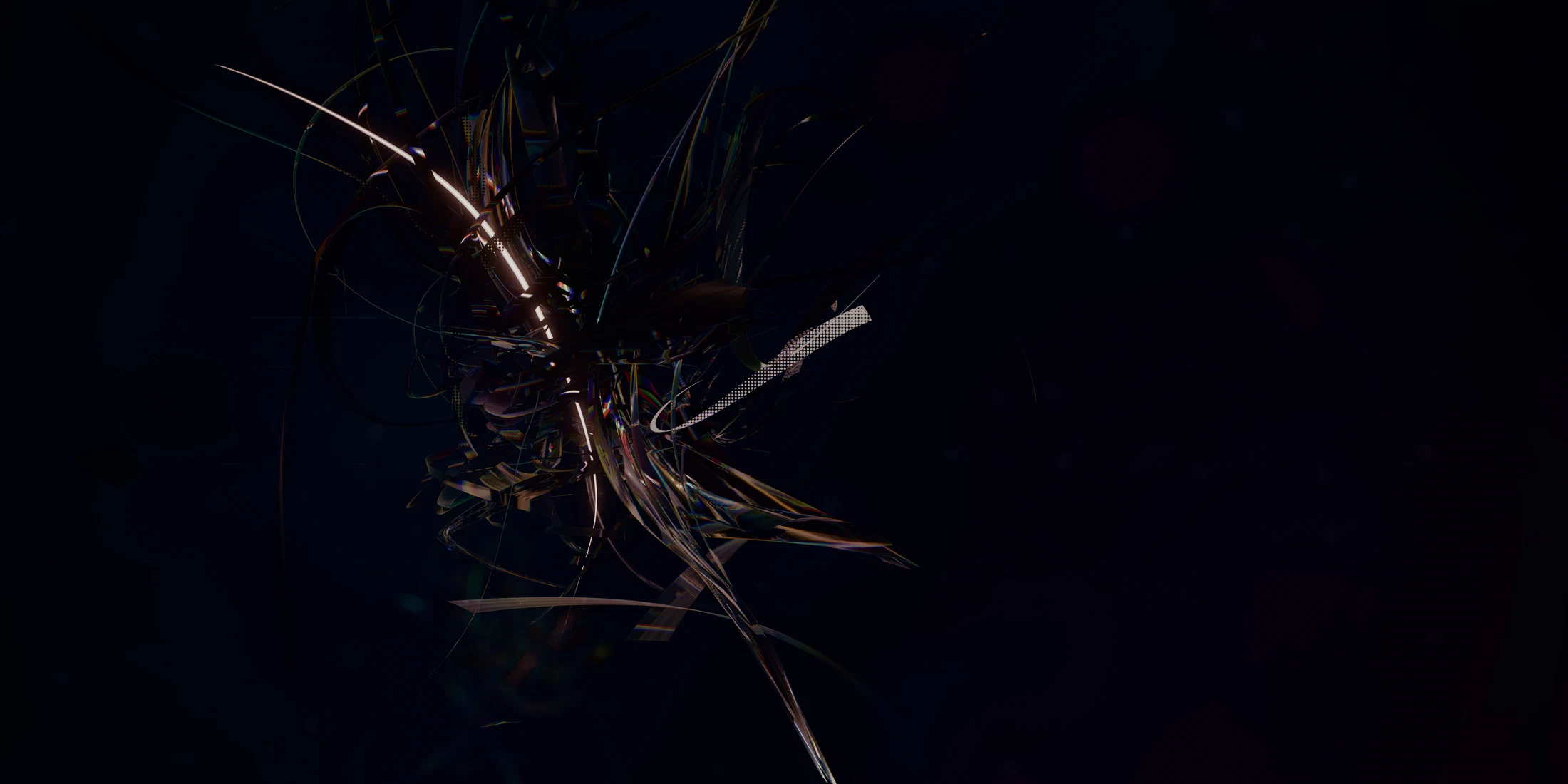 Abstract digital render, dense procedural colour and noise.
