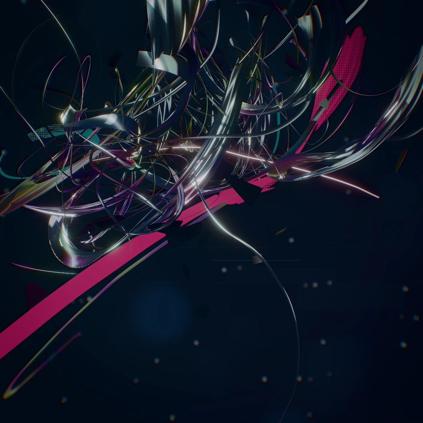 Abstract digital render, dense procedural colour and noise.